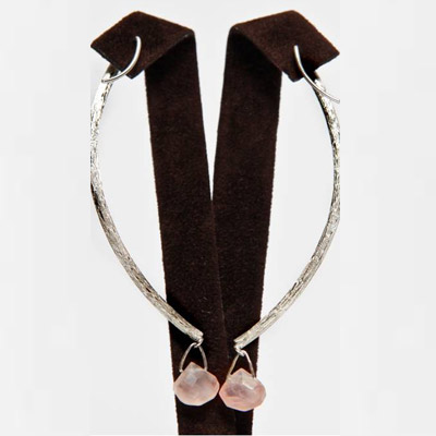 Rose Quartz Silver Earrings
