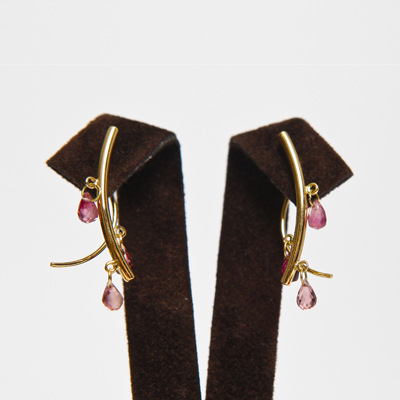 Pink Tourmaline Gold Leaf Earrings
18ct gold